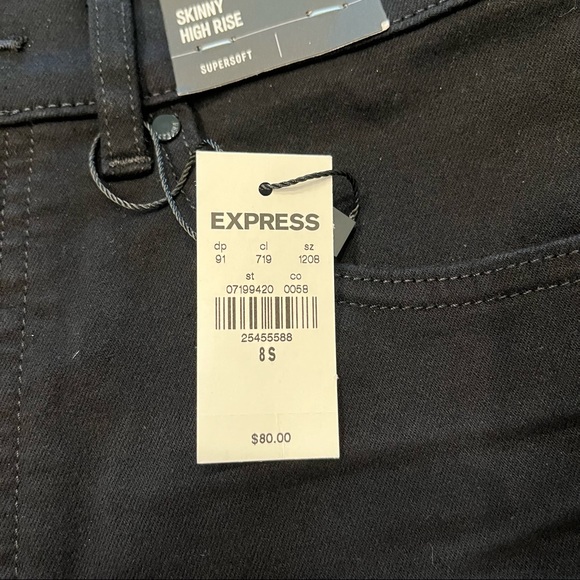 NWT Express Black Skinny High Rise Jeans in Petite Size 8S - Picture 3 of 8
